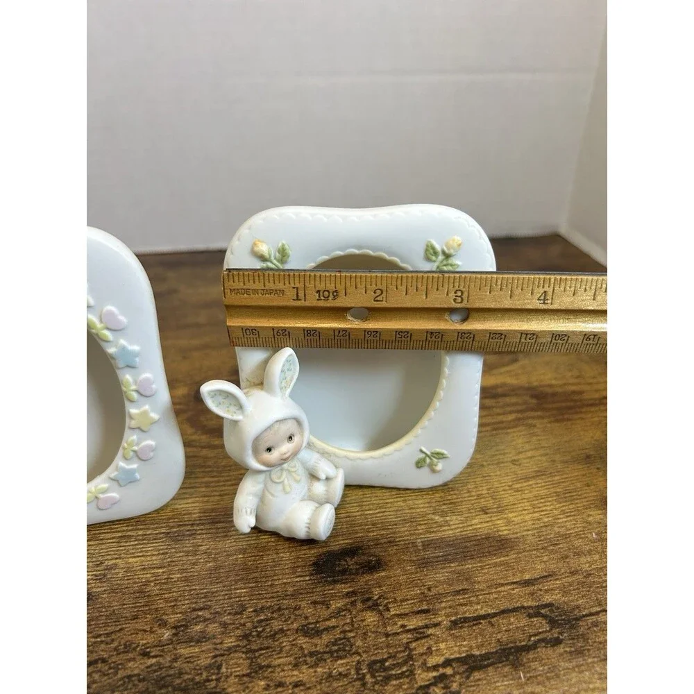 Vintage Enesco Morehead Teddy Beddy Bear Lil Fur Bunting Baby Photo Frames Set 2